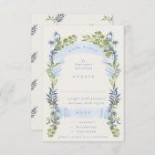 Cartons Réponse blue and greenery spring elegant wedding (Devant / Derrière)