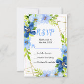 Cartons Réponse Blue and Navy Flowers with Foliage Wedding (Devant)