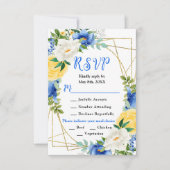 Cartons Réponse Blue and Yellow Flowers with Foliage Wedding (Devant)