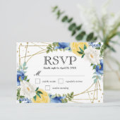 Cartons Réponse Blue and Yellow Summer Flowers Wedding (Debout devant)