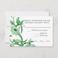 Blue Chinoiserie Asiatique Floral Aquarelle