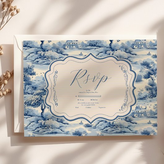 Cartons Réponse Blue Chinoiserie Porcelain Botanique Peony Mariage