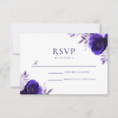 Cartons Réponse Blue Elegance : Midnight Navy Rose Mariage (Devant)