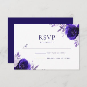 Cartons Réponse Blue Elegance : Midnight Navy Rose Mariage