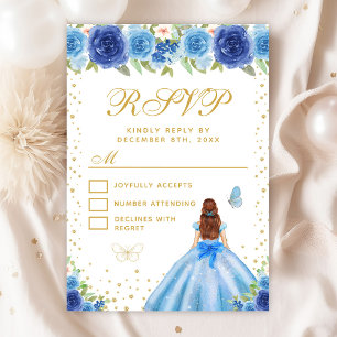 Cartons Réponse Blue Floral Brown cheveux Princess Sweet sixteen