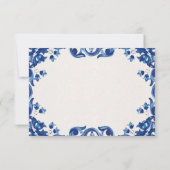 Cartons Réponse Blue Floral Elegant Fiesta Spanish Wedding (Dos)