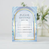 Cartons Réponse Blue Floral Fairytale Castle Wedding (Debout devant)
