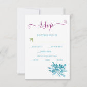 Cartons Réponse Blue Floral Océan Mariage (Devant)