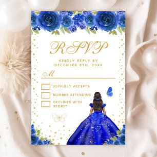 Cartons Réponse Blue Floral Peau foncée Princesse Sweet sixteen