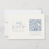 Cartons Réponse Blue Floral Romantic Calligraphy with QR Code (Devant)