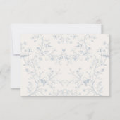 Cartons Réponse Blue Floral Romantic Calligraphy with QR Code (Dos)