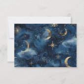 Cartons Réponse Blue Gold Elegant Celestial Starry Sky Wedding (Dos)