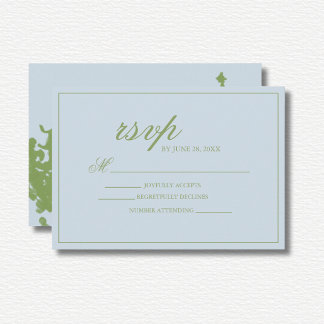 Cartons Réponse Blue Green Floral Watercolor Wedding