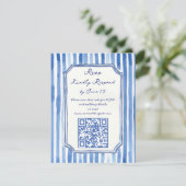 Cartons Réponse Blue hand drawn vintage stripes wedding (Debout devant)