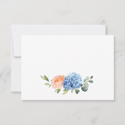 Cartons Réponse Blue Hydrangea Blush Roses Rose Mariage (Dos)