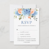 Cartons Réponse Blue Hydrangea Blush Roses Rose Mariage (Devant)