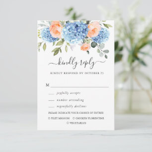 Cartons Réponse Blue Hydrangea Blush Roses Rose Mariage