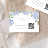 Cartons Réponse Blue Hydrangea Border Moderne QR Code Mariage Répo