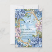 Cartons Réponse Blue Hydrangea Coastal Rope Wedding (Devant)