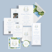 Cartons Réponse Blue Hydrangea Crest Monogram Details