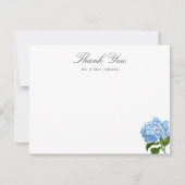 Cartons Réponse Blue Hydrangea Custom Name Thank You Flat Card (Devant)