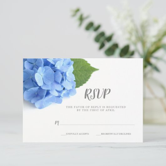 Cartons Réponse Blue Hydrangea Floral Mariage (Debout devant)