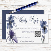 Cartons Réponse Blue Iris Fleurs Mariage moderne QR Code