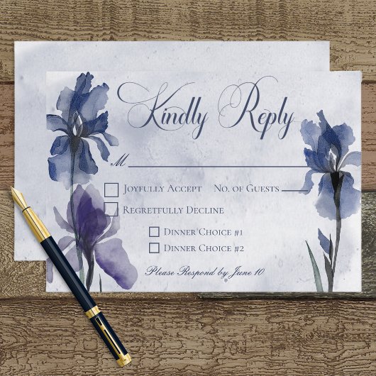 Cartons Réponse Blue Iris Flowers Blue Modern Response Card