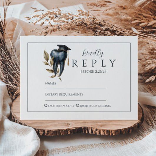 Cartons Réponse Blue Laurel Tooth Graduation Party