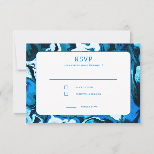 Cartons Réponse Blue Marble Star de David Custom Bar Bat mitzvah (Devant)