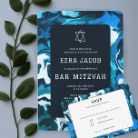 Cartons Réponse Blue Marble Star de David Custom Bar Bat mitzvah<br><div class="desc">Carte de réponse parfaite à inclure pour un bat mitzvah, bar mitzvah ou toute autre célébration juive ! L'art abstrait pour vous à l'avant et à l'arrière ! ENTIÈREMENT PERSONNALISABLE ! Cliquez sur "Personnaliser" ci-dessus pour modifier le texte. Cliquez sur "modifier à l'aide de l'outil de conception" pour ajuster les...</div>