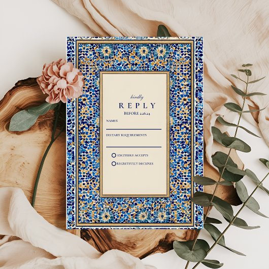Cartons Réponse Blue Mosaic Islamic Wedding