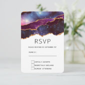 Cartons Réponse Blue & Purple Space & Stars Moderne Agate Mariage (Debout devant)