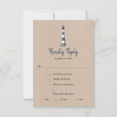 Cartons Réponse Blue White Lighthouse Mariage Repas Choix (Devant)