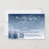Cartons Réponse Blue Winter Wonderland QR Code Mariage (Devant)