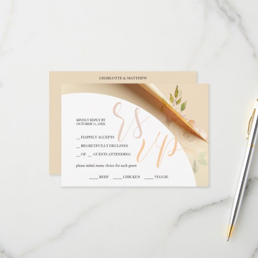 Cartons Réponse Blush Boho Floral Rose Watercolor Budget (Devant/Arrière en situation)