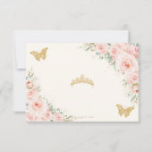 Cartons Réponse Blush Floral Champagne Quinceañera Papillon Répons (Dos)