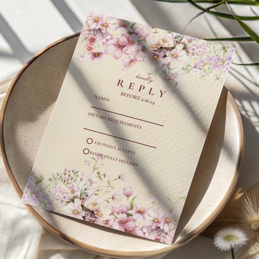 Cartons Réponse Blush Floral Garden Wedding