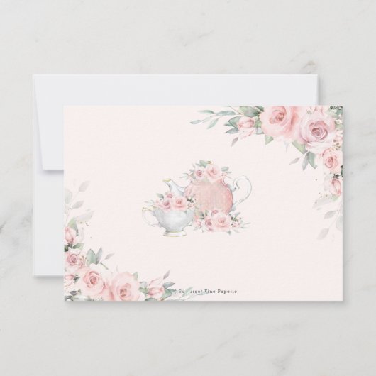 Cartons Réponse Blush Floral High Tea Party Répondre (Dos)