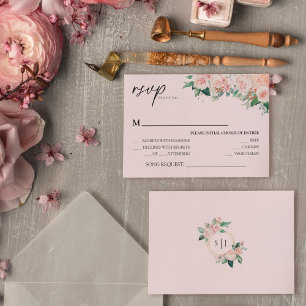 Cartons Réponse Blush Floral rose Mariage demande de la chanson ca