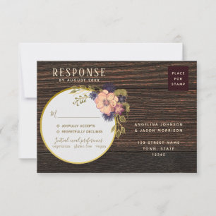 Cartons Réponse Blush Floral Rustic Wood Retourner l'adresse Maria