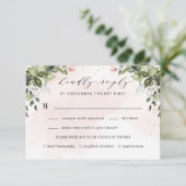 Cartons Réponse Blush Gold Meal Choice Verdure Dusty Blue Mariage (Debout devant)