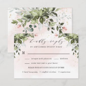 Cartons Réponse Blush Gold Meal Choice Verdure Dusty Blue Mariage (Devant / Derrière)