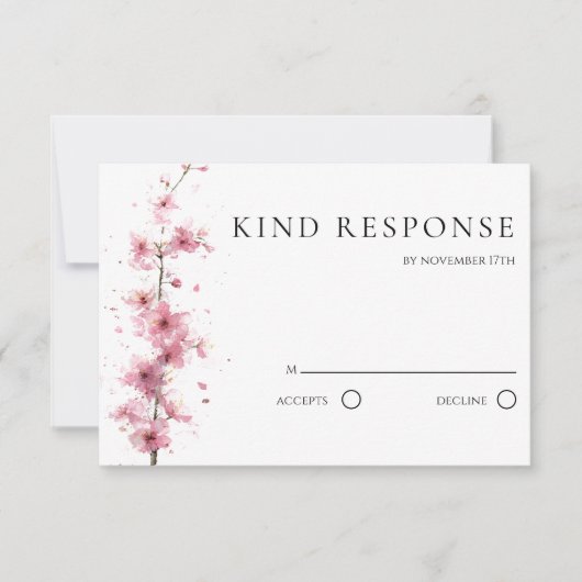 Cartons Réponse Blush Pink Cherry Blossom QR Code Wedding (Devant)