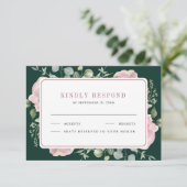 Cartons Réponse Blush Pink Floral Eucalyptus Emerald Green Wedding (Debout devant)