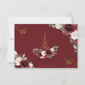 Cartons Réponse Blush Pink Floral Gold Paris Quinceañera QR Code (Dos)