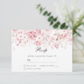Cartons Réponse Blush Pink Floral Watercolor, événement Mariage (Debout devant)