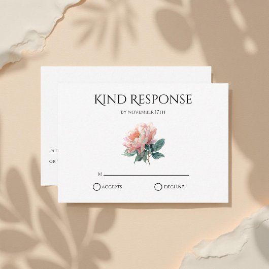 Cartons Réponse Blush Pink Peony QR Code Elegant Wedding 