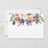 Cartons Réponse Blush Purple Blanc Floral Mariage Choix de repas (Dos)