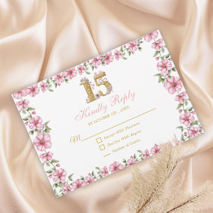 Cartons Réponse Blush Rose Doré Mis Quince Paillettes Quinceañera